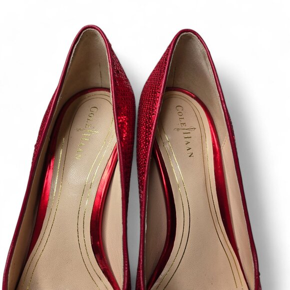 Cole Haan Chelsea Nike Air Pumps Women's Ruby Red Sequin Dressy Evening Flashy 8 - Picture 7 of 12
